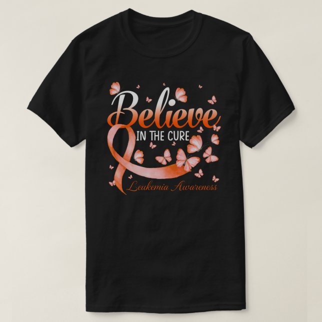 Tro på ren information om leukemi, fjäril för att  t shirt (Design framsida)