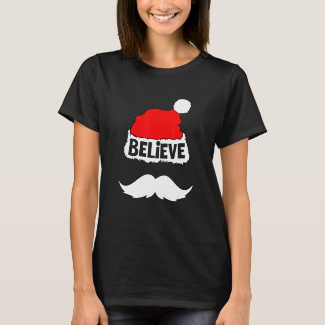 Tro på Santa Hat Mustache Family Reunion Chri T Shirt (Framsida)