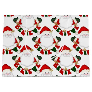Tro på Santa-WHITE-GIFT BAG L