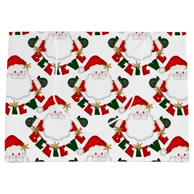 Tro på Santa-WHITE-GIFT BAG L (Framsidan)