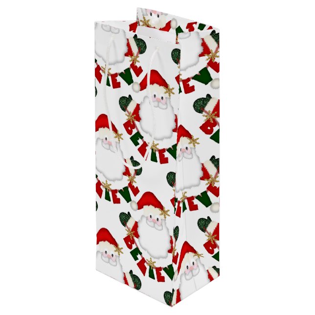 Tro på Santa-WHITE-VIN GIFT BAG (Baksidan Vinklad)