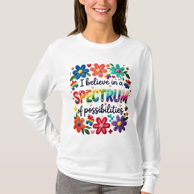 Tro på spektrum av möjligheter t shirt (Framsida)