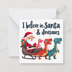 tro på tomte och dinosaurier (Tomte ridande dino Anteckningskort