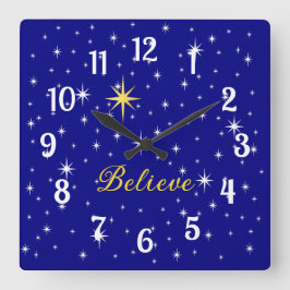 Tro på trollkarlen i julmuskler fyrkantig klocka