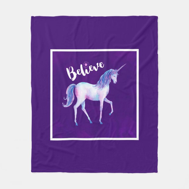 Tro på Unicorn i pastellfärgerna Fleecefilt (Framsidan)