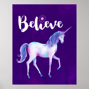 Tro på Unicorn i pastellfärgerna Poster