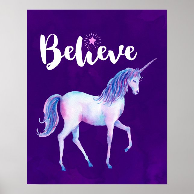 Tro på Unicorn i pastellfärgerna Poster (Framsidan)