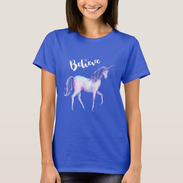 Tro på Unicorn i pastellfärgerna T Shirt (Framsida)