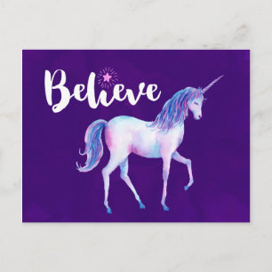Tro på Unicorn i pastellfärgerna Vykort