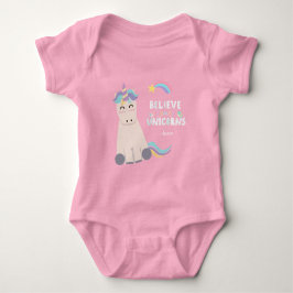 Tro på Unicorns Magic Rosa Monogrammed Girl T Shirt