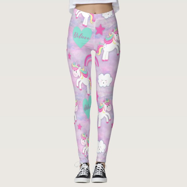 Tro på Unicorns Rosa Leggings (Framsida)