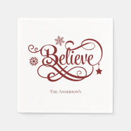 Tro Red Snöflingor Stars jul Helgdag Pappersservett