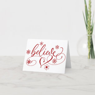 Tro Röd jul Snowflake Flourish Helgkort