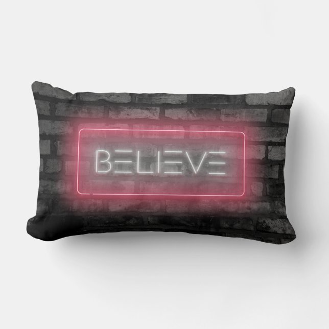 Tro Rosa Neon Sign Lumbar Pillow Lumbarkudde (Framsida)