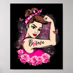 Tro Rosa Ribbon Strong Women Breast Cancer Awa Poster