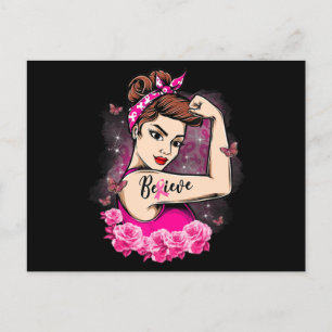 Tro Rosa Ribbon Strong Women Breast Cancer Awa Vykort