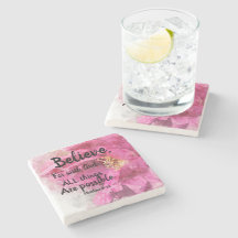 Tro Rose Fyrkantig Marmor Stenservett Undertext