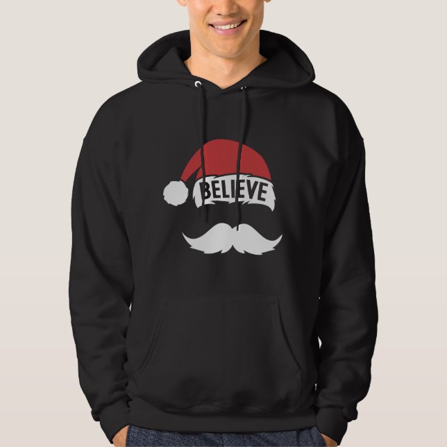 Tro Santa Hat Cap White Mustache Family Kristus Hoodie (Framsida)