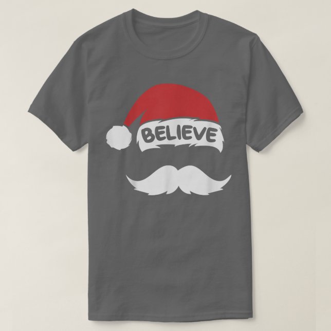 Tro Santa Hat-citat med Mustache julfett T Shirt (Design framsida)