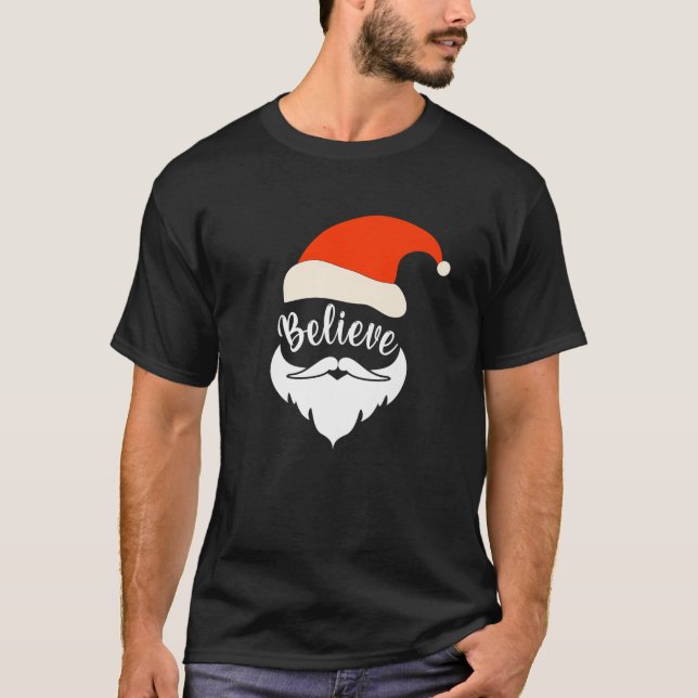 Tro Santa Mustache jultomten Hat Beard K T Shirt (Framsida)