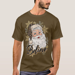 Tro Santa och Snö Leopard Hat God jul T Shirt