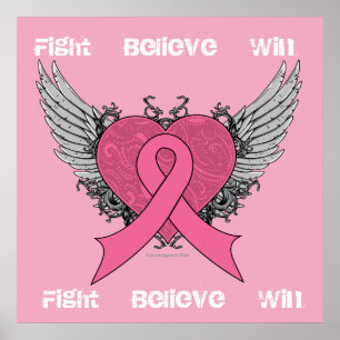 Tro seger för slagsmål - bröstcanceraffisch poster