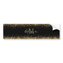 Tro skript Monogram Initial Guld Glitter Black