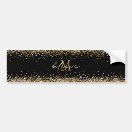 Tro skript Monogram Initial Guld Glitter Black Bildekal