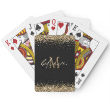 Tro skript Monogram Initial Guld Glitter Black