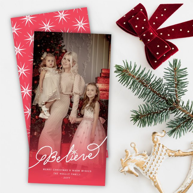 Tro Star Calligraphy Religiösa Julfoto Julkort (Skapare uppladdad)