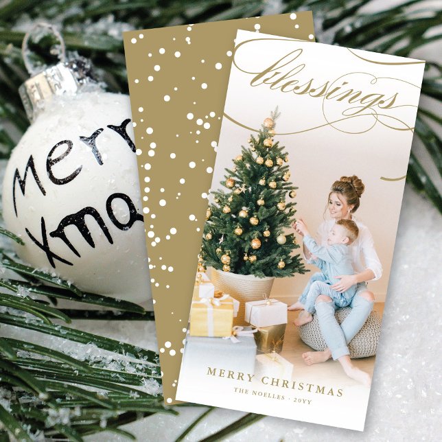 Tro Star Guld Calligraphy-julfoto Julkort (Skapare uppladdad)