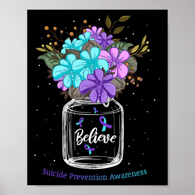 Tro suicidprevention Awareness Flower Ribbon Poster (Framsidan)