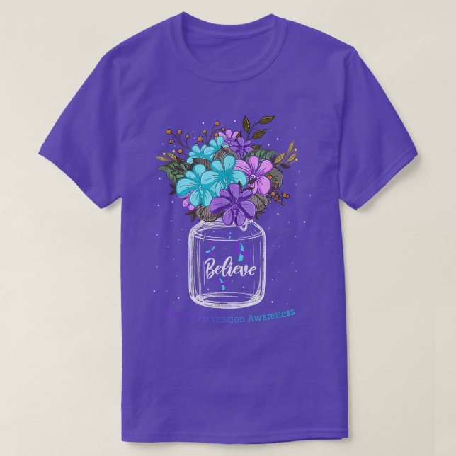 Tro suicidprevention Awareness Flower Ribbon T Shirt (Design framsida)
