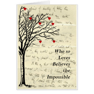 "Tro the Impossible" Heart Träd Kärlek Brev Hälsningskort