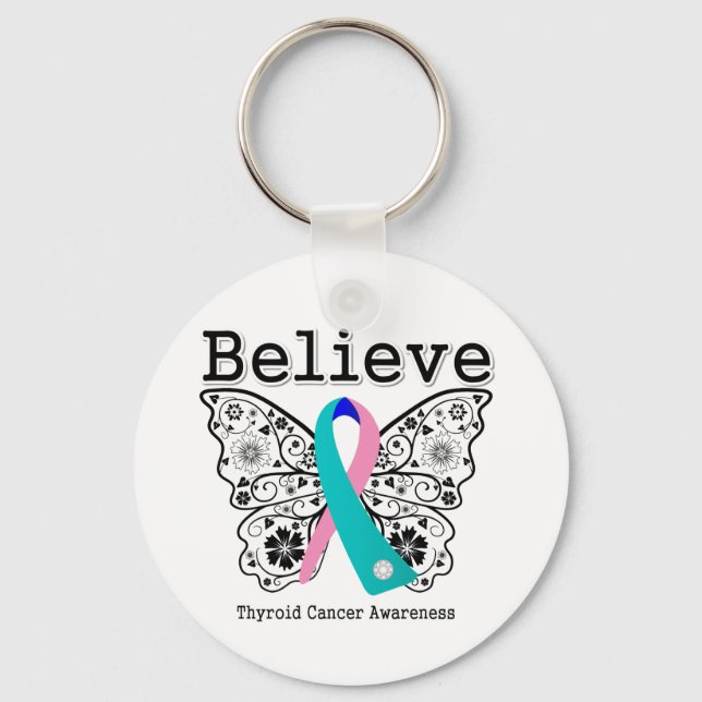 Tro - Thyroid Cancer Butterfly Nyckelring (Framsida)