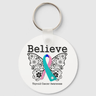 Tro - Thyroidcancerfjärilen Nyckelring