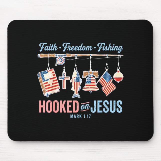 Tro trohet fiske krokad på jesus flagga musmatta (Framsidan)