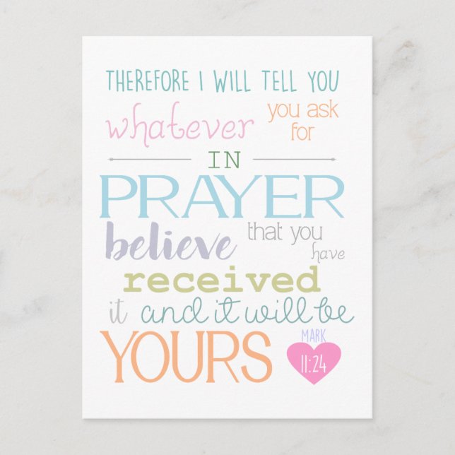 Tro trosormärke 11:24 bibel versus vykort (Framsida)