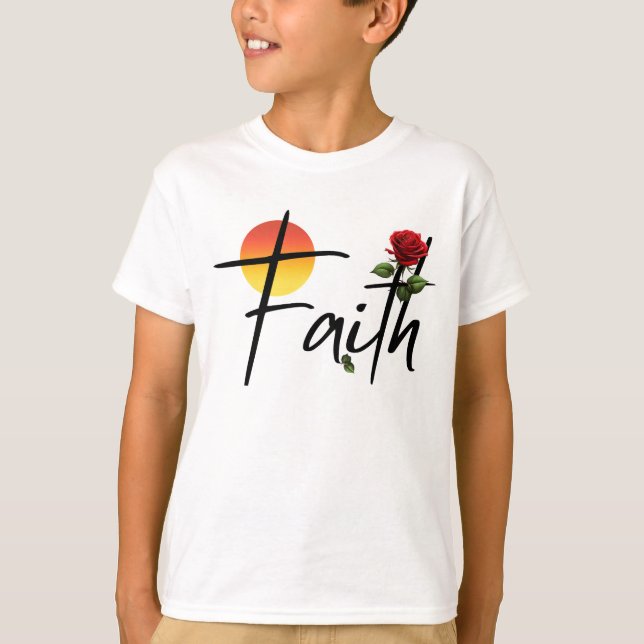 Tro Typografi Med Ros Svart T Shirt (Framsida)