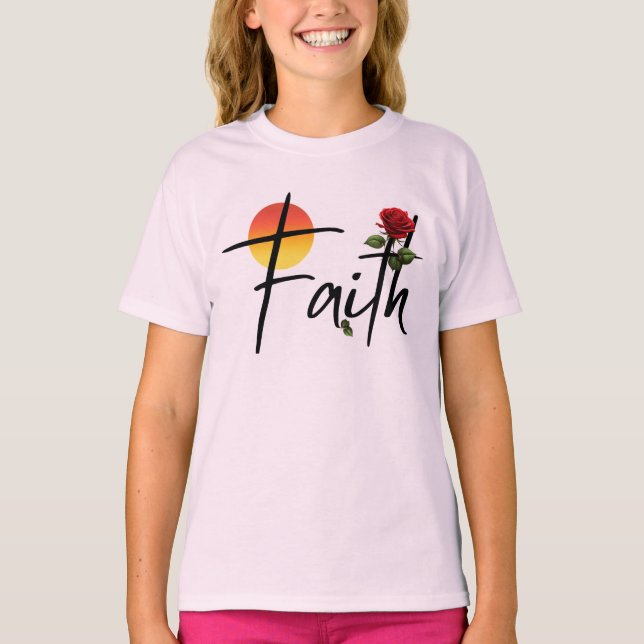 Tro Typografi Med Ros Svart T Shirt (Framsida)