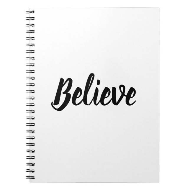 Tro typografi - minimalistisk svart och vit anteckningsbok (Framsidan)