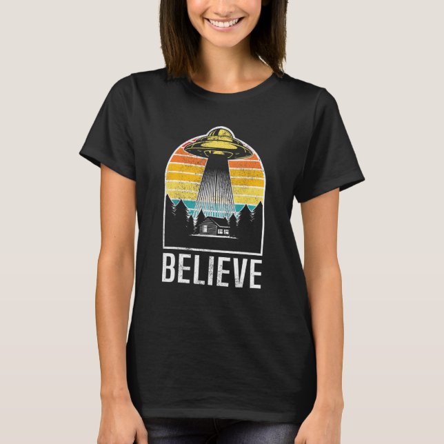 Tro Ufo Retro Classic Unidentified Flies Obje T Shirt (Framsida)