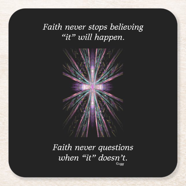 Tro underlägg aldrig w-/Featherkor Papper Kvadrat (Framsidan)