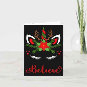 Tro Unicorn Reindeer Ansikte Cute jultomten Kort