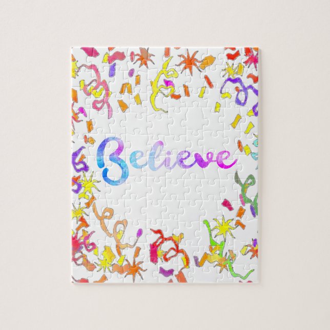 Tro vattenfärgstypografi konfetti Art Pussel (Vertikal)