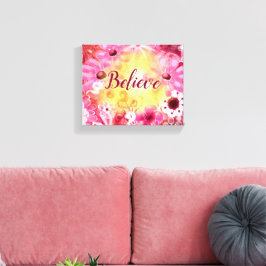 Tro vimisk Blommigt Rosa Röd Gult Canvastryck