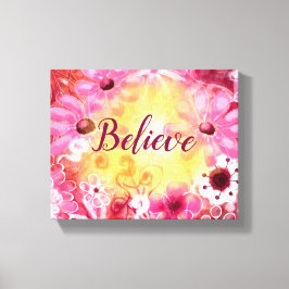 Tro vimisk Blommigt Rosa Röd Gult Canvastryck