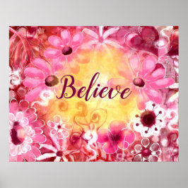 Tro vimisk Blommigt Rosa Röd Gult Poster