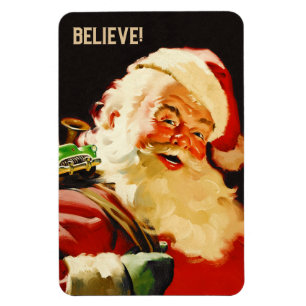 Tro! Vintage Jultomten julgåva Magnet