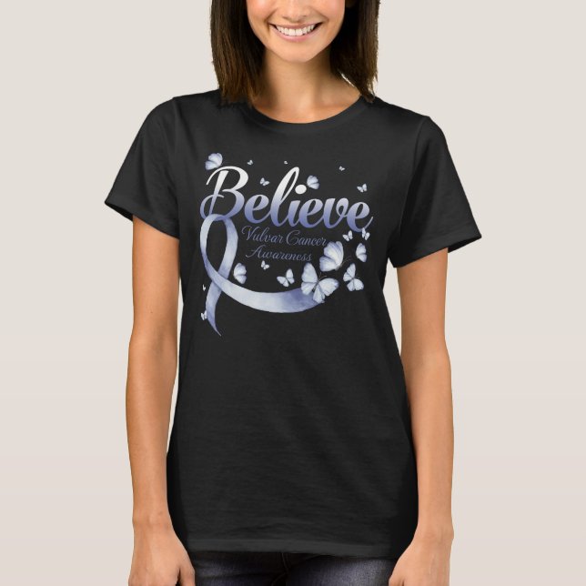 Tro VULVAR CANCER Butterfly T Shirt (Framsida)